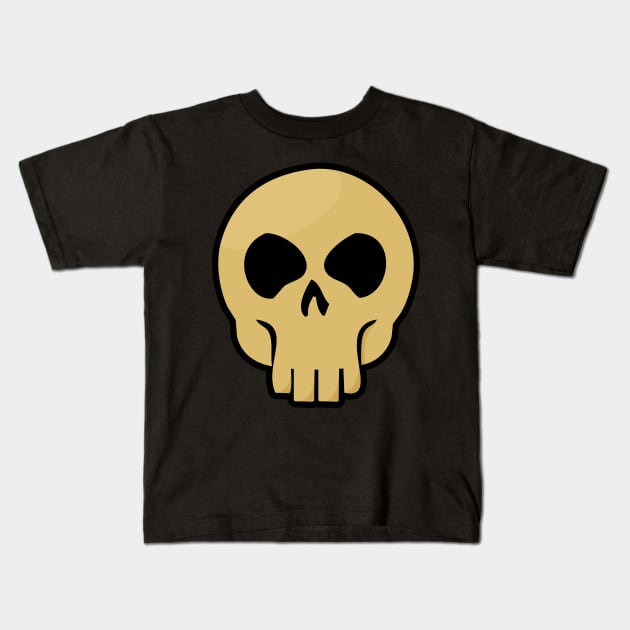 Skull - Yellow Kids T-Shirt by ORENOB